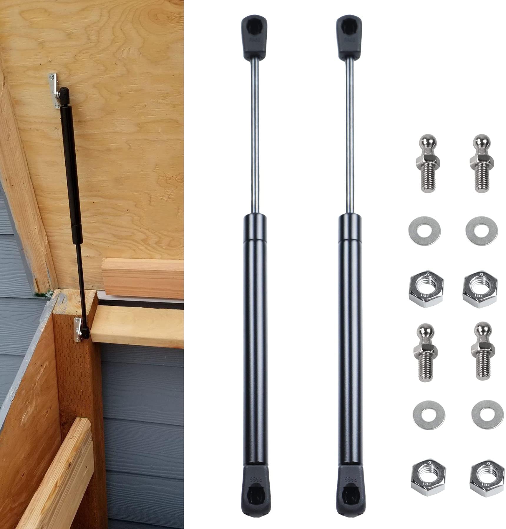 2 Pcs Gas Struts 15 Inch 100 lbs Prop Shock Lift Springs Rod Struts for RV Bed Cover Camper Shell Tonneau Cover Heavy Duty Cabinet Large Outdoor Box Lid