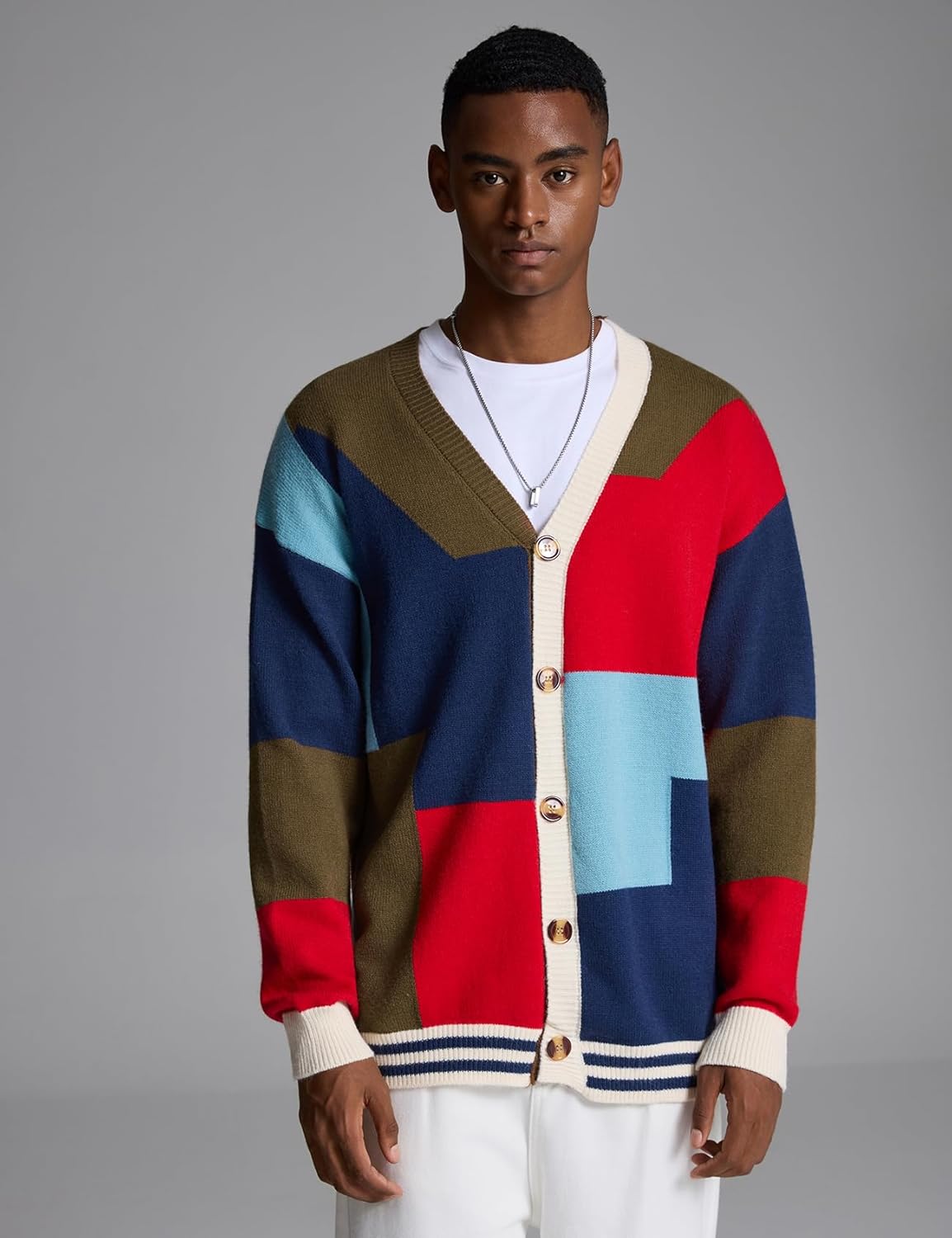 Arssm Mens Cardigan Sweater Knitted Long Sleeve V Neck Button Down Sweaters Casual Cardigans( - Image 4