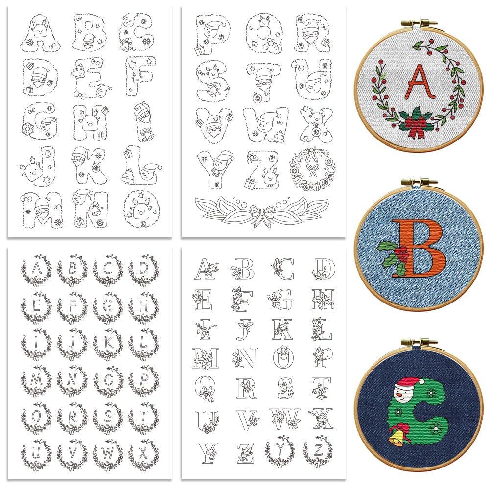 Peacoblue 26 Chirstams Letters, Santa Stick and Stitch Embroidery Patterns