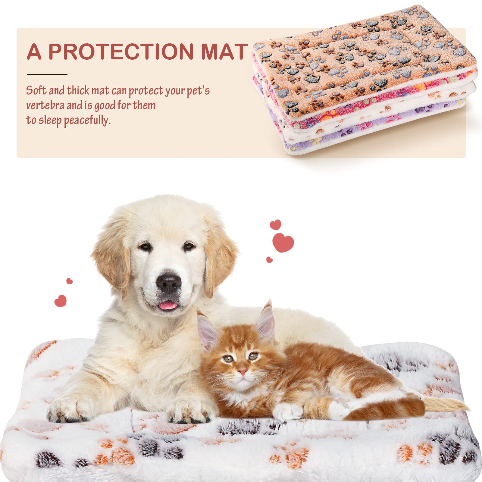 Hestya 4 Almohadillas de Dormir de Mascota con Lindo Estampado Alfombra de Cama de Forro Polar de Perro Gato Ultrasuave Reversible Gruesa Lavable Cómoda para Hámster Cobaya Perrera Jaula (33 x 47 cm)