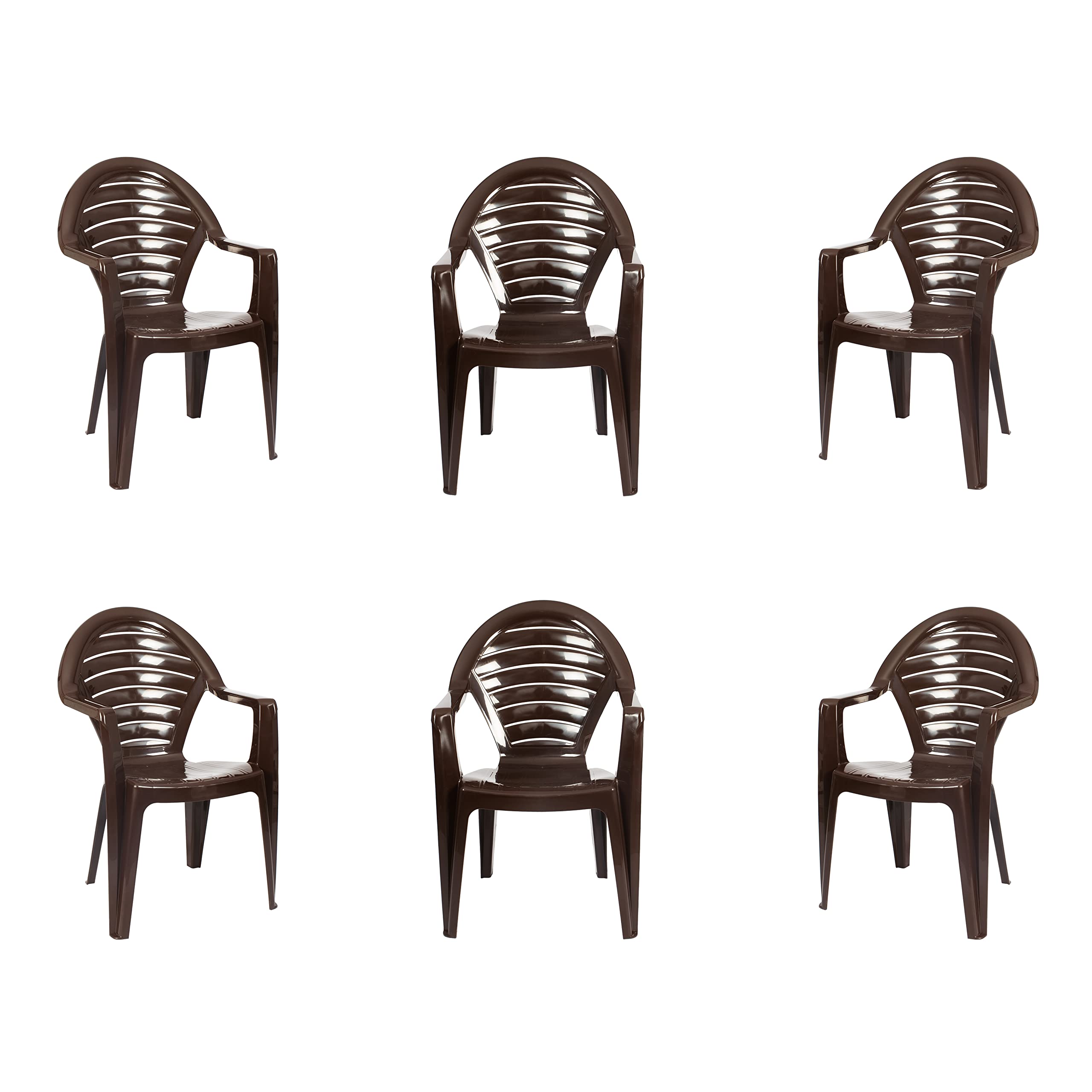 CREVICOSTA QUALITY MARK MARCAS DE CALIDAD - Silla OFIR - Lote de 6 Sillas de Resina. 85 x 57 x 54 cm (Chocolate)