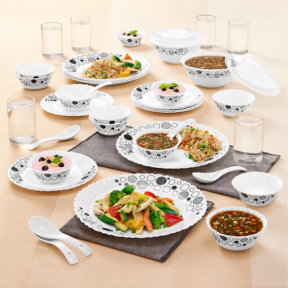 Larah Borosil Luna Silk Dinner Set - 40 Pieces -1