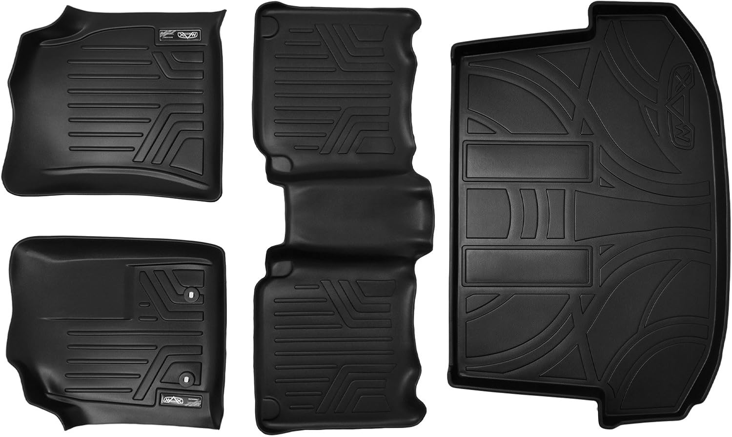 MAXLINER Floor Mats 2 Rows and Cargo Liner Set Black for
