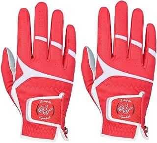 Men's Golf Glove Premium Synthetic Leather,Stable Grip,Two Pack（Left is Wear on Left Hand,Right is Wear on Right Hand） Four Colors to Choose from White/Sky/Beige/Red