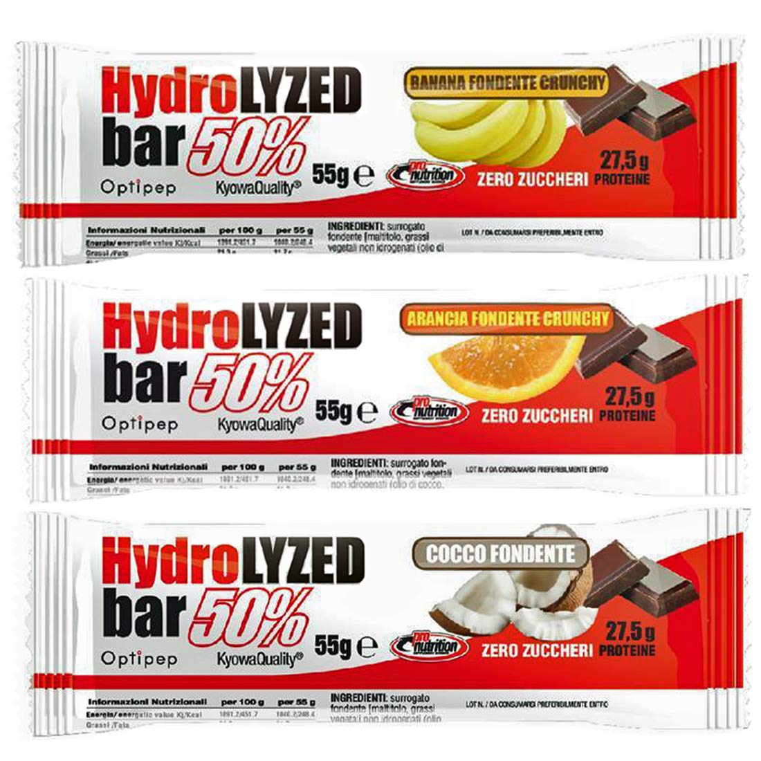 HYDROLYZED BAR 50% [BARRETTA DA 55 G] - barrette proteiche zero zuccheri (BIANCO ZERO PISTACCHIO, BOX DA 24 BARRETTE)