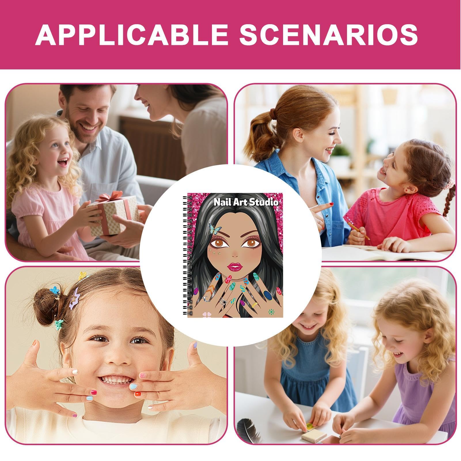Album Di Adesivi Per Bambine Giocattolo Da Colorare Raccoglitore Design | Libro da Colorare con Unghie per Bambini Per Bambini E Bambine Giovani Adolescenti Casa Scuola Materna Asilo Camera