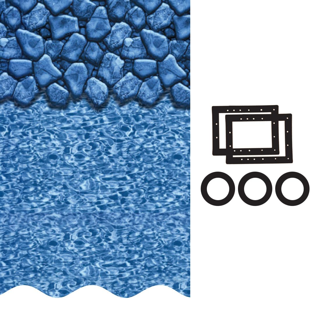 Smartline 18 ft x 33 ft Oval Swimming Pool Liner | Boulder Swirl | Overlap Style | 48-52 Inch Wall Height | 25 Gauge Vinyl | for Steel Sided Above Ground Pools | Gasket Kit Included