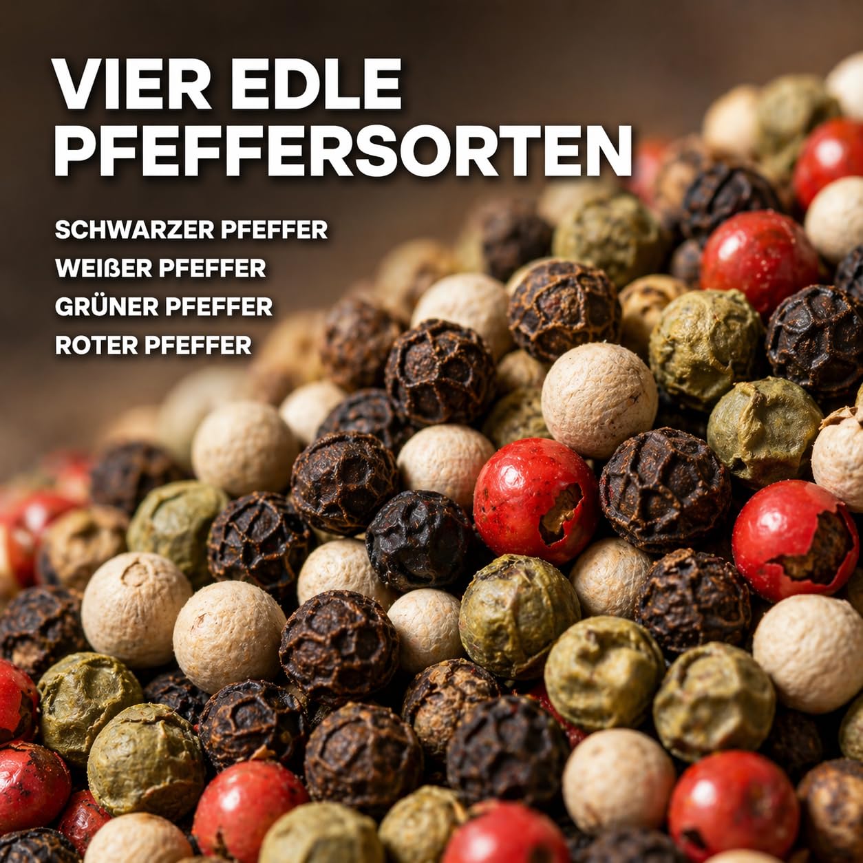 GiDeli Bunter Pfeffer Ganz 5kg - Aromatische Schwarze, Weiße, Rote und Grüne Pfefferkörner - Für Pfeffermühle und Mörser - Universell Einsetzbar - 100% Naturrein ohne Zusätze