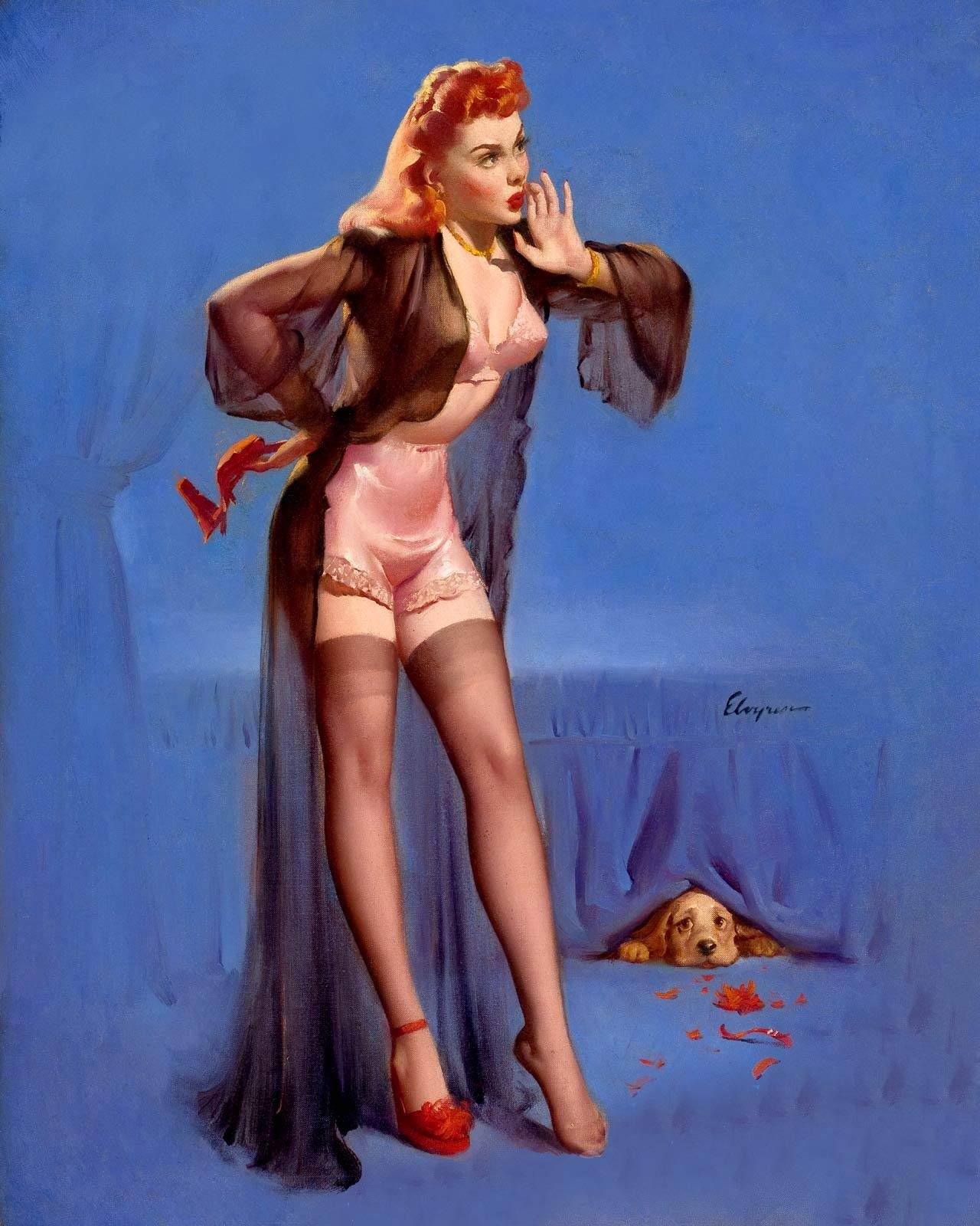 MAGNET Elvgren RedHead Pin-Up Girl All Hands On Deck Magnet Vinyl Magnetic Sheet For Lockers, Cars, Signs, Refrigerator 5