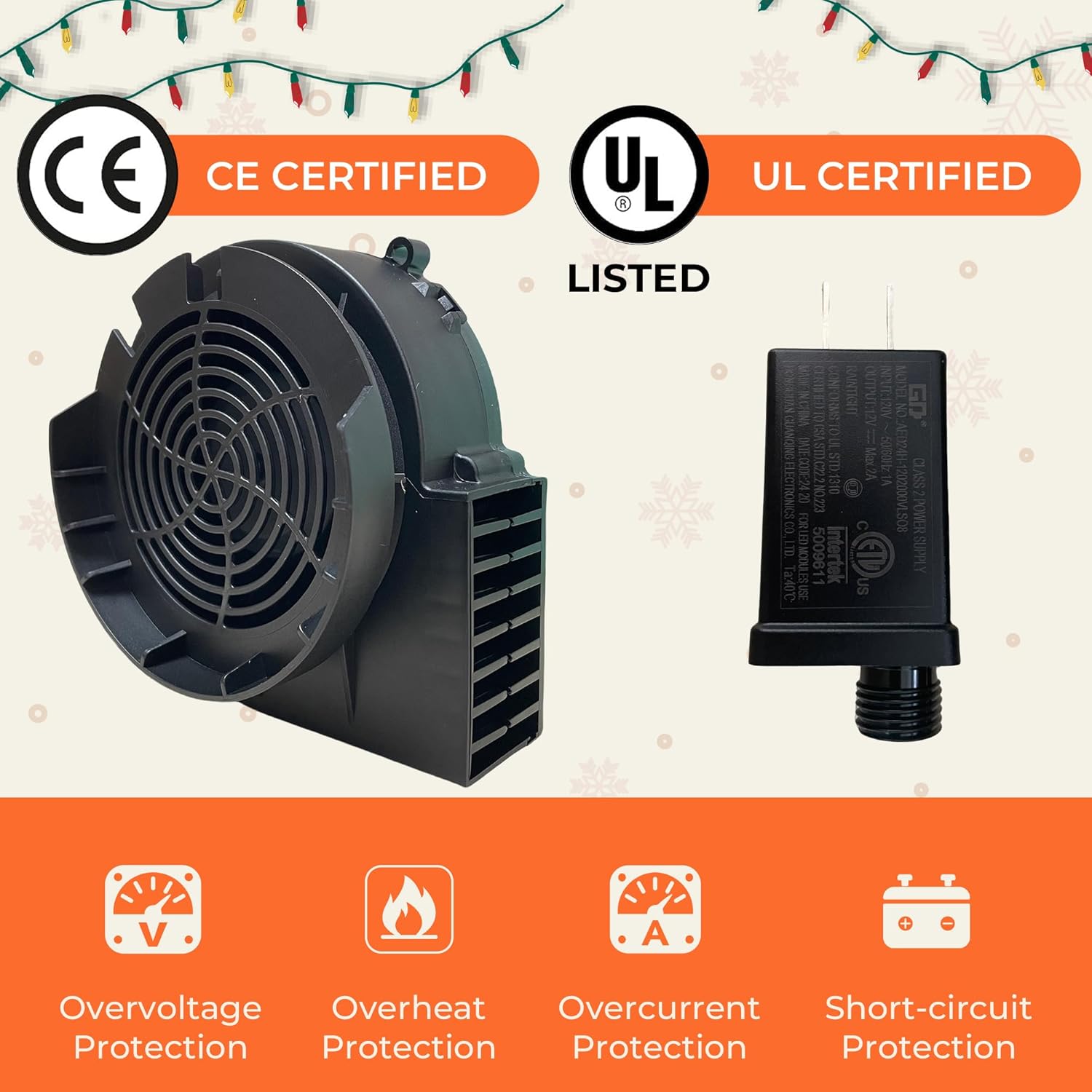 Replacement 1.5A Air Blower for Easter Inflatables, 2A Adapter for Christmas Yard Blow Up Outdoor Inflatable Holiday Easter Yard Decor Fan Blower Adapter