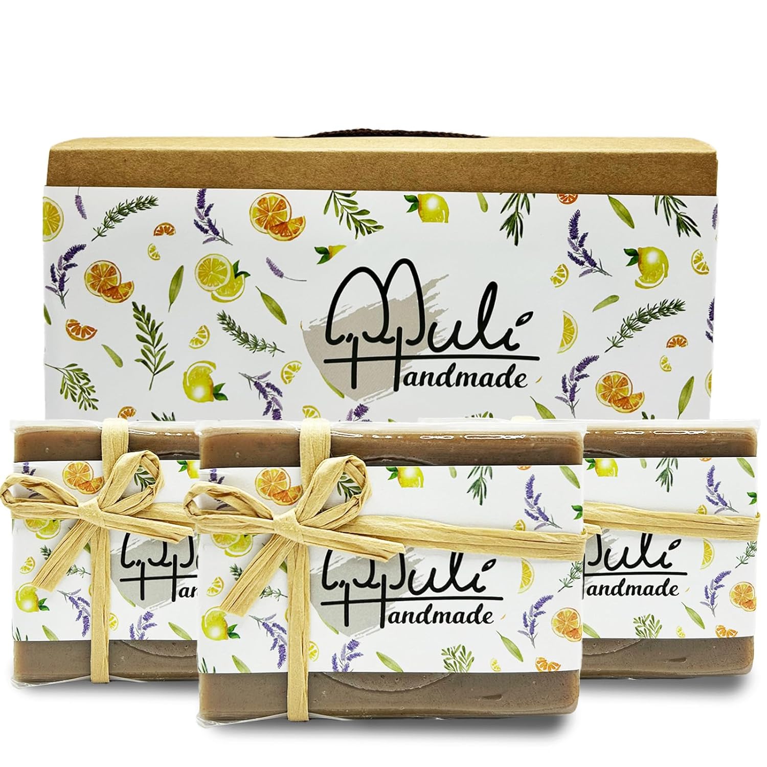 Natural Handemade Bar Soap for Men and Women with Essential oils, Scented Bar Soaps for Bath, Fragrance Gift Set (Pack of 3) Dead Sea Mud