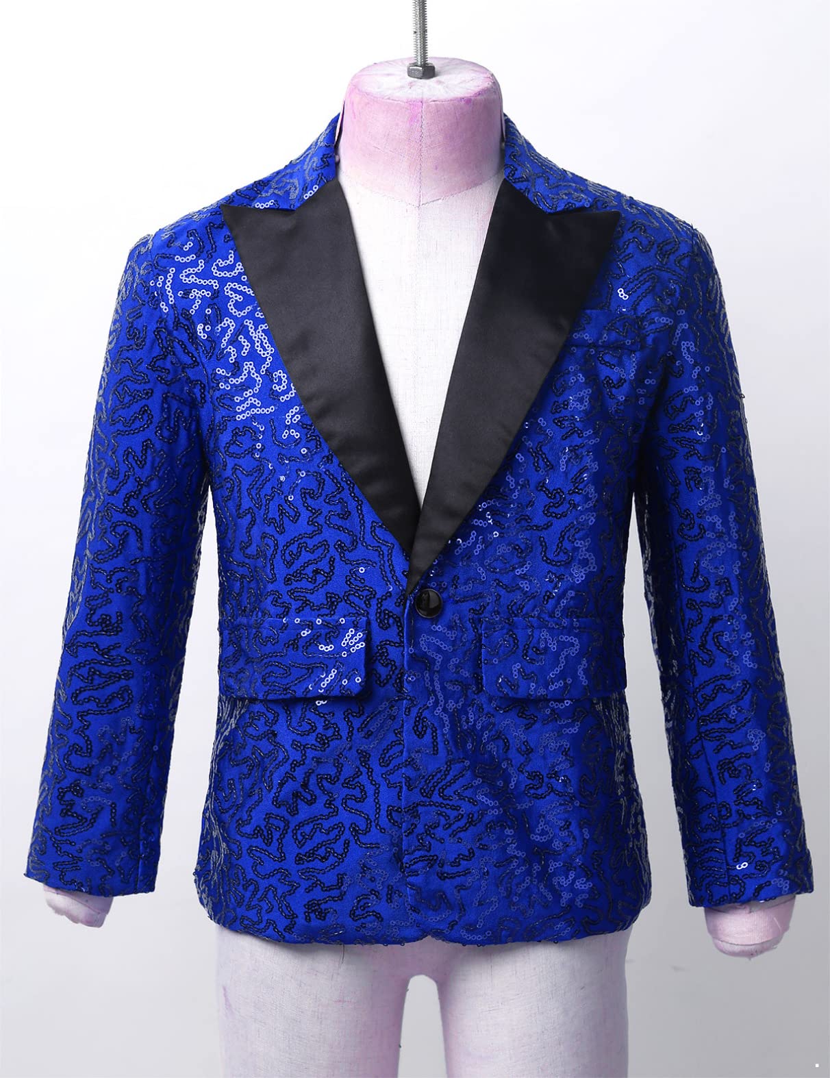 iiniim Enfant Garçon Blazer à Paillettes Brillant Vestes Costume Soirée Mariage Cérémonie Gentleman Blouson Jacket De Fête Performance 5-16 Ans