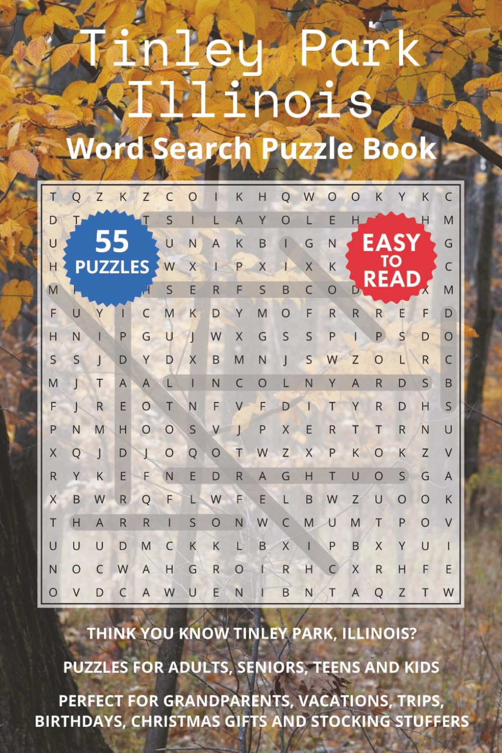 Tinley Park Illinois Word Search Puzzle Book: Think you know Tinley Park, Illinois? Puzzles for Adults, Seniors, Teens and Kids. Perfect for ... Christmas Gifts and Stocking Stuffers.