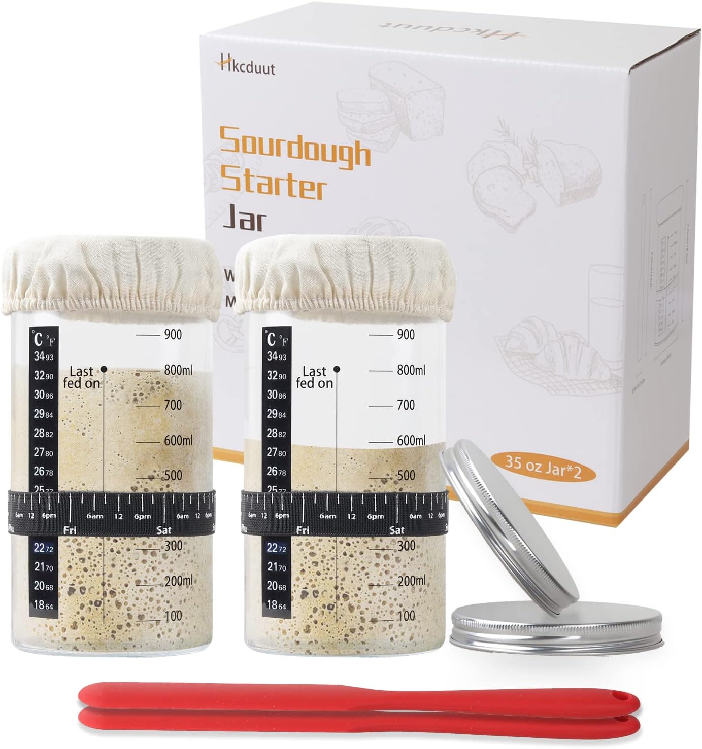 HKCDUUT Sourdough Starter Jar for Sourdough Bread Baking