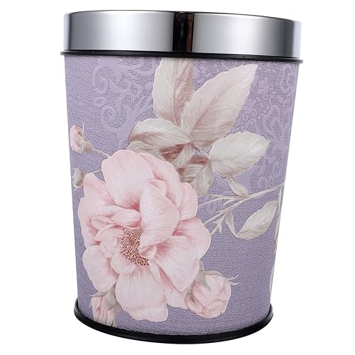 Ciieeo Papelera de plástico púrpura, acero inoxidable, 13 pulgadas de largo x 7 pulgadas de ancho x 10 pulgadas de alto