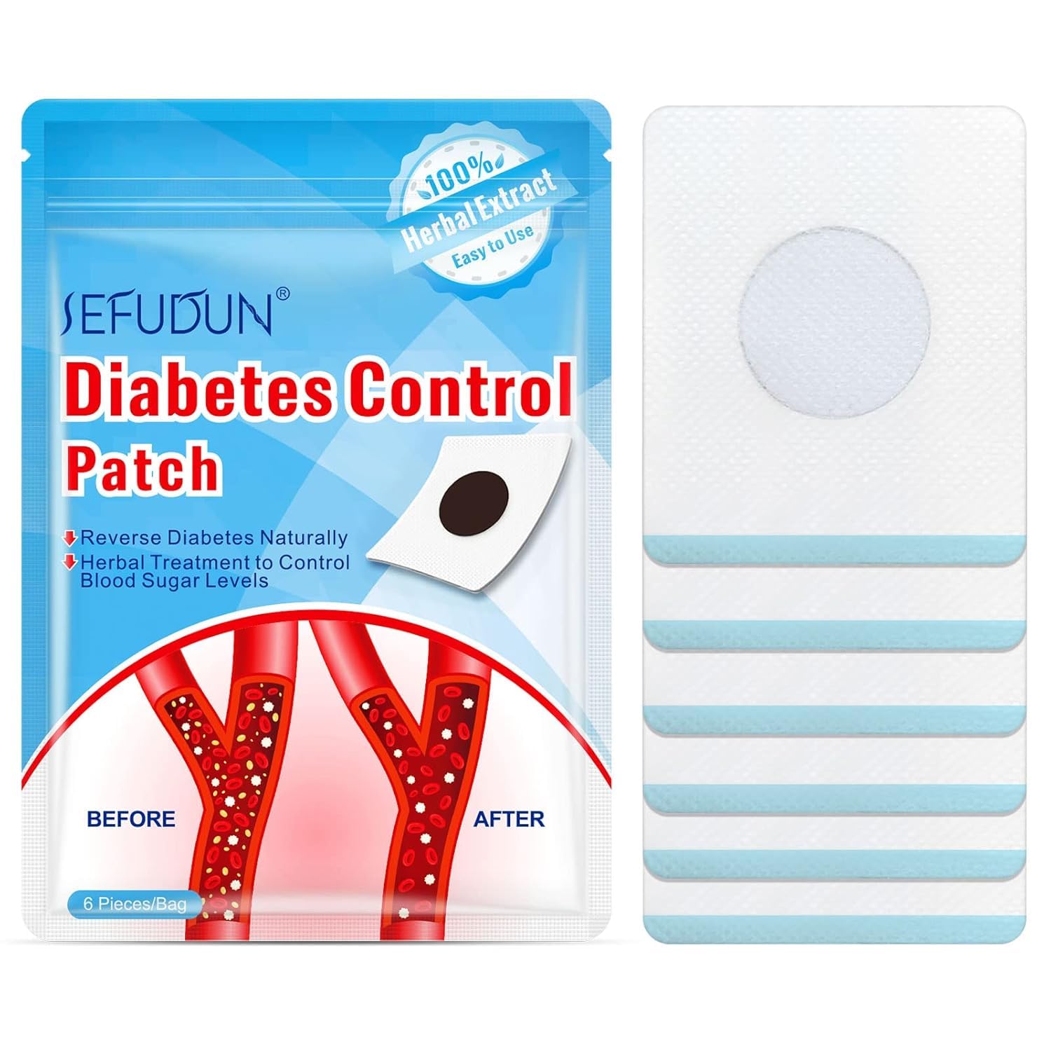 boxania® 6 Pcs Diabetic Patches to lower Blood Sugar Level and Glucose Control | 100% Safe & Natural Blood Sugar Management
