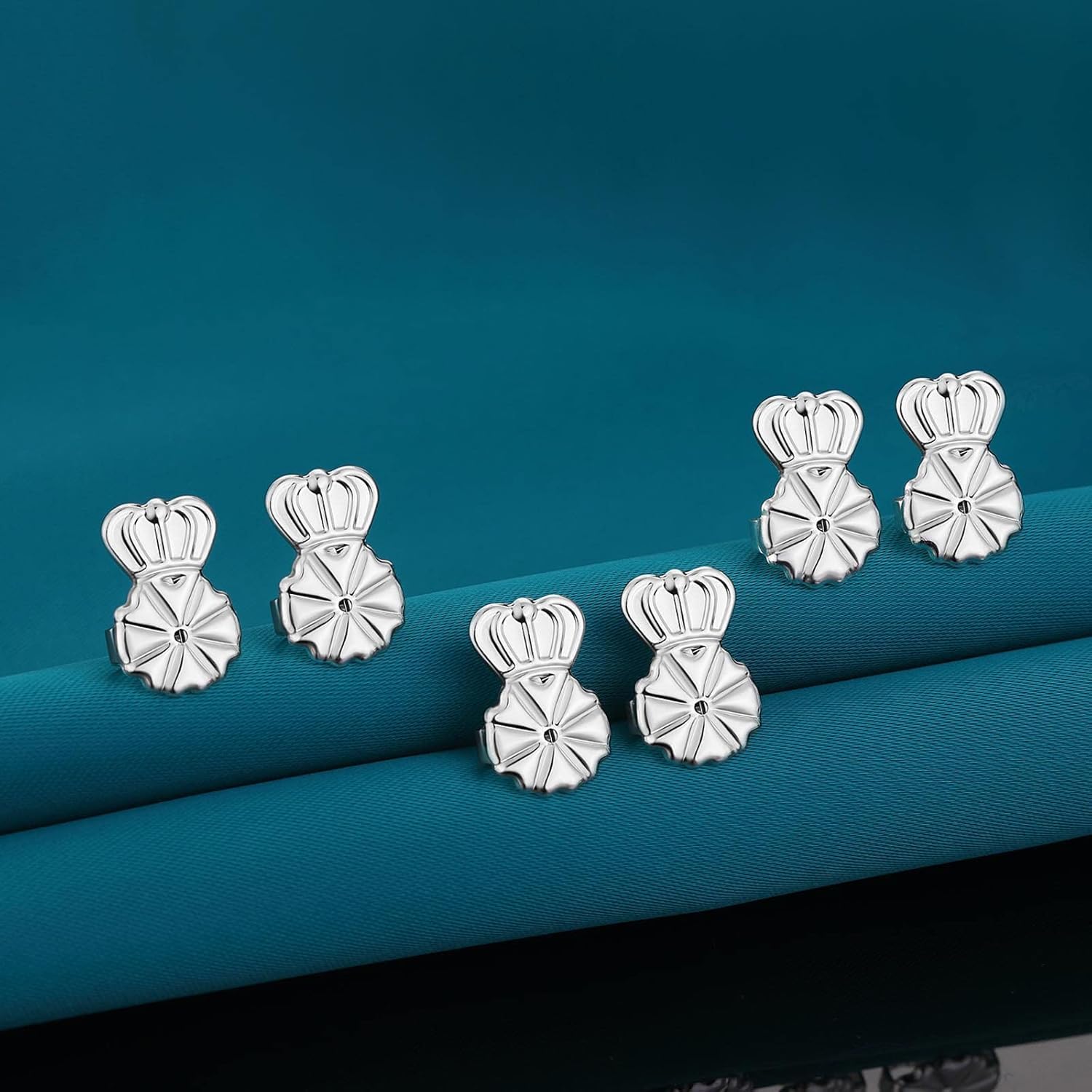 Catinee Earring Lifters Backs,6 PCS Earring Backs for Droopy Ears, Adjustable Hypoallergenic Secure Earring Lifters for Heavy Earrings(Silver)