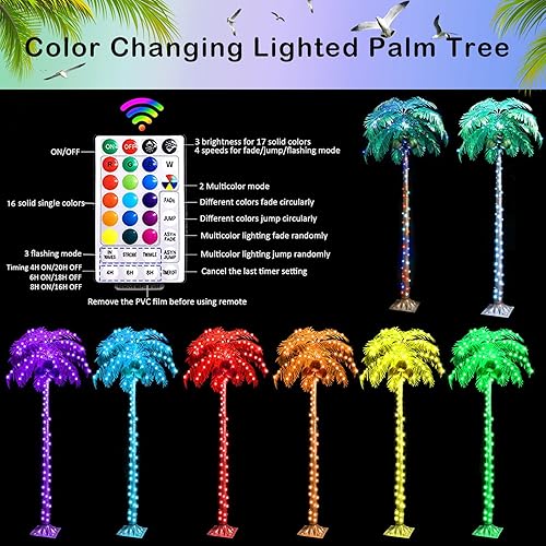 Miniatura 2 de Palmeras con luz LED de 6 pies que cambian de color, palmeras artificiales con cocos para exteriores, palmeras tropicales iluminadas para