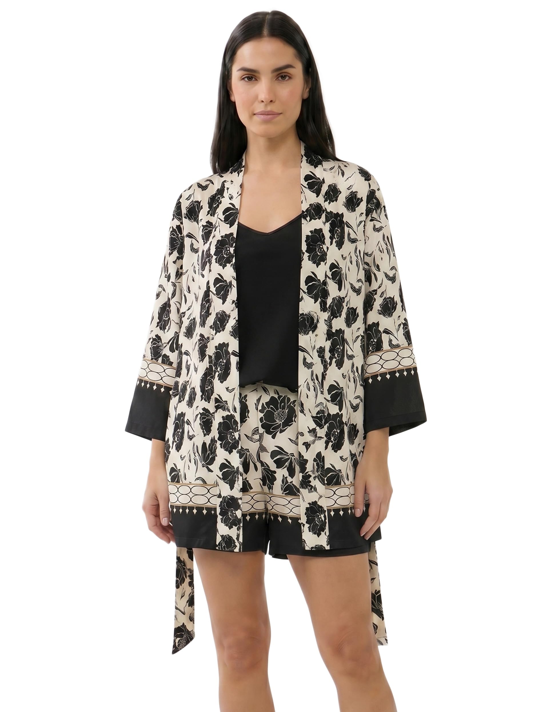 Vivisence Mujer Conjunto Pijama Top Shorts Y Bata Algodón Suavidad Diaria