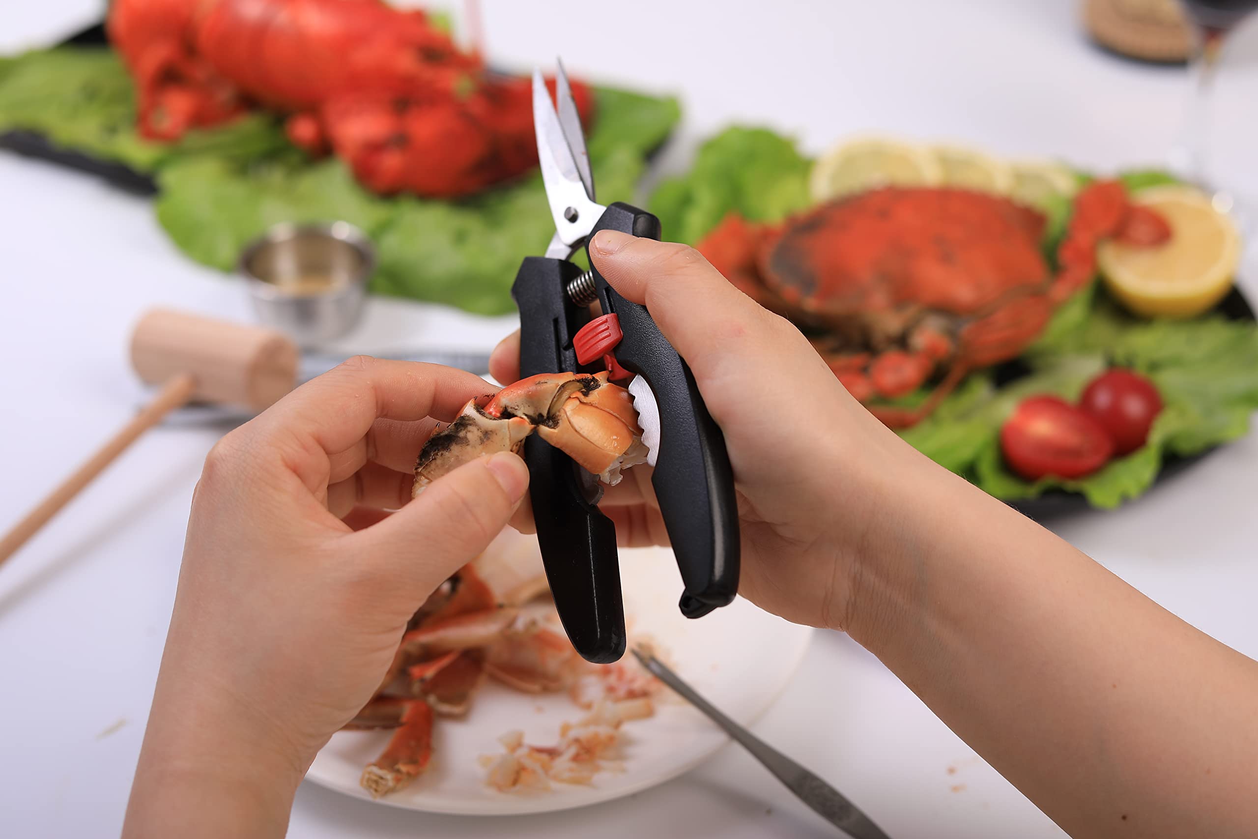 Juego de 6 tijeras de marisco y tenedores de langosta para cocina, mariscos, pescado, cangrejo y camarones