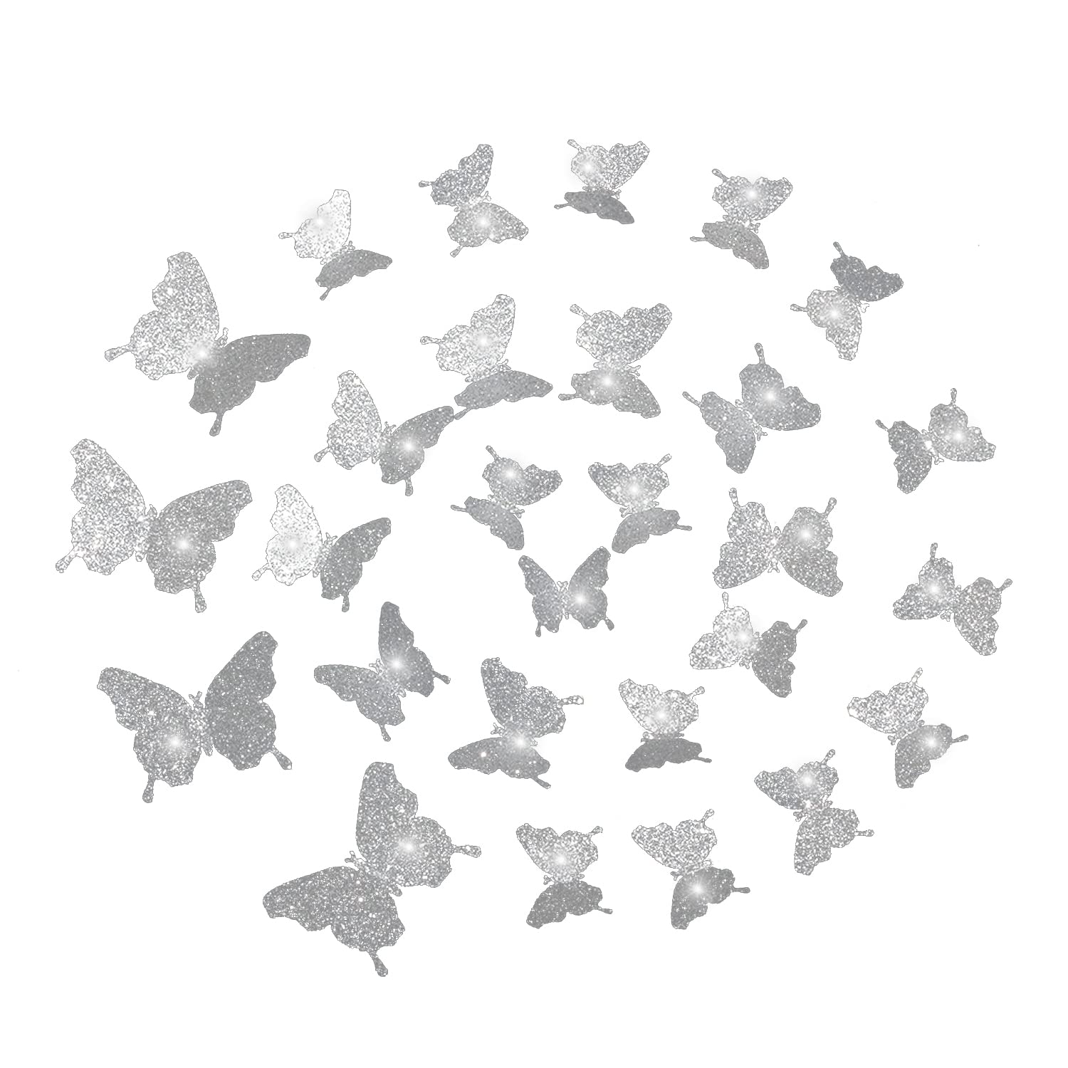 48 piezas de calcomanías de pared de mariposas en 3D, 3 tamaños diferentes de combinaciones de mariposas brillantes de BRICOLAJE, decoración de habitaciones para el hogar, adecuadas para dormitorios