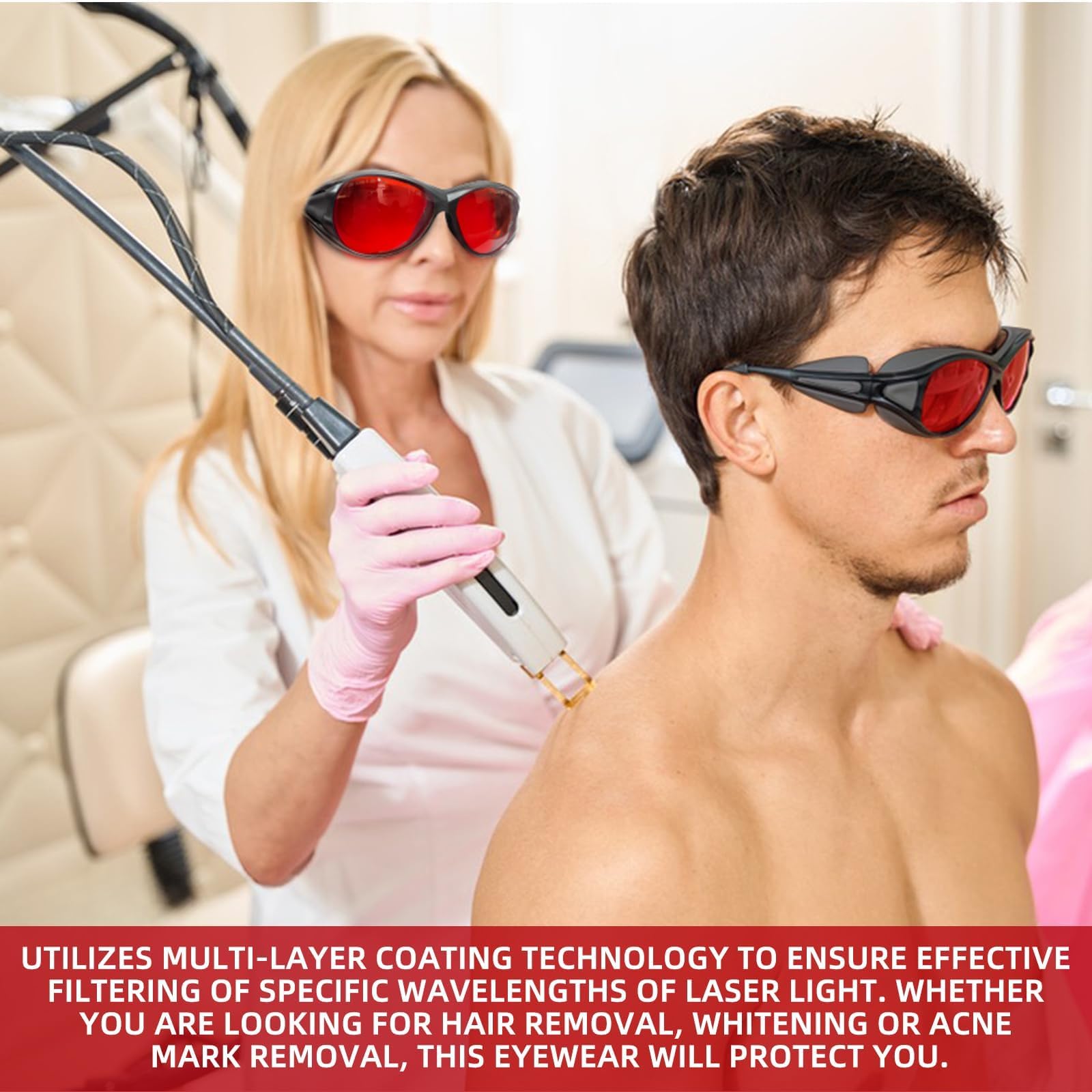 Lunettes de sécurité laser OD6+ 190-540nm et 800-1700nm - Yag, bleu, vert - Lunettes de protection laser et lumière UV pour 405 nm, 445 nm, 450 nm, 532 nm, 808 nm, 980 nm, 1064 nm, 1080 nm
