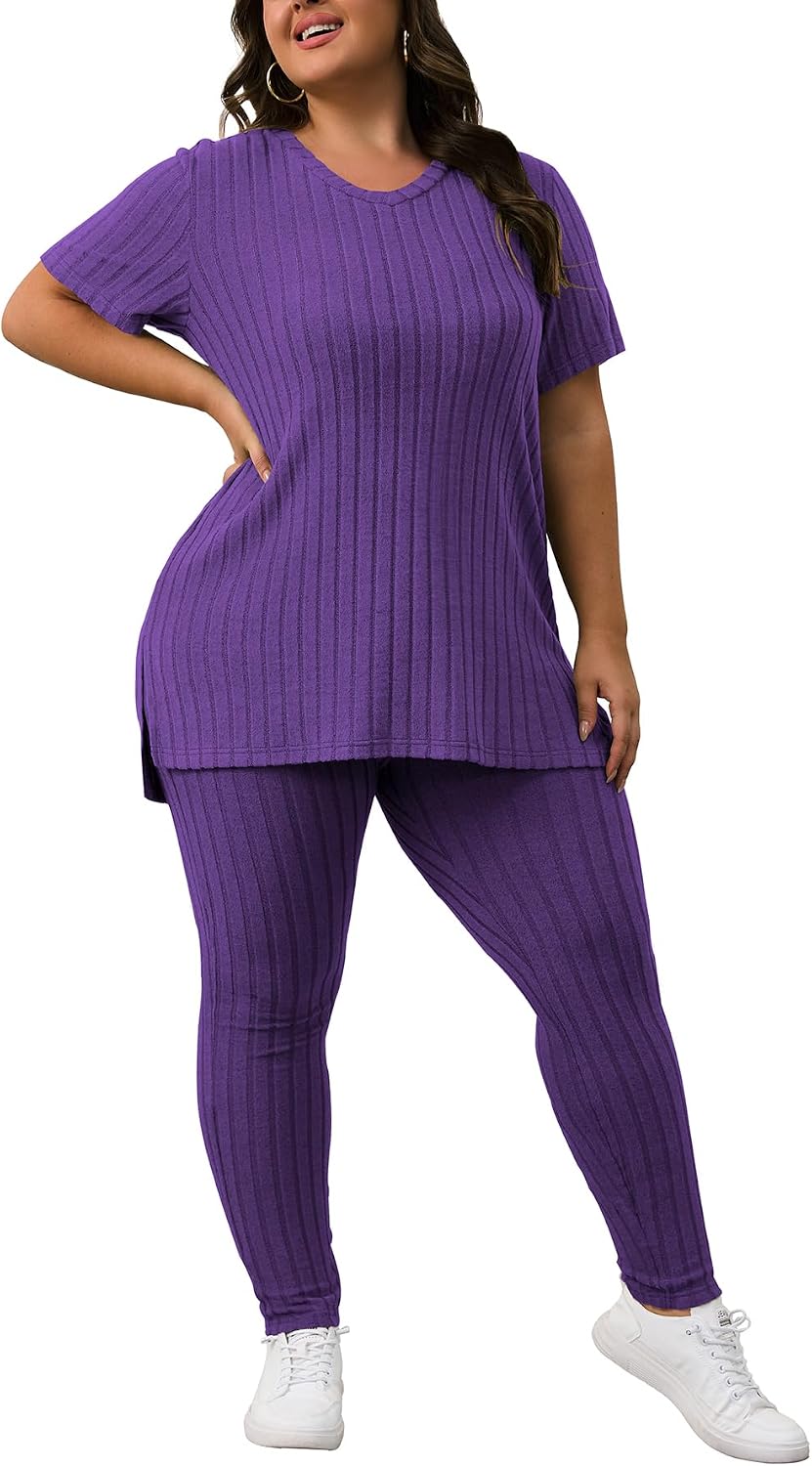 Tycorwd Women's Plus Size Two Piece Outfits Sweatsuits Sets Long Sleeve Hoodies Tracksuit Lounge Sets