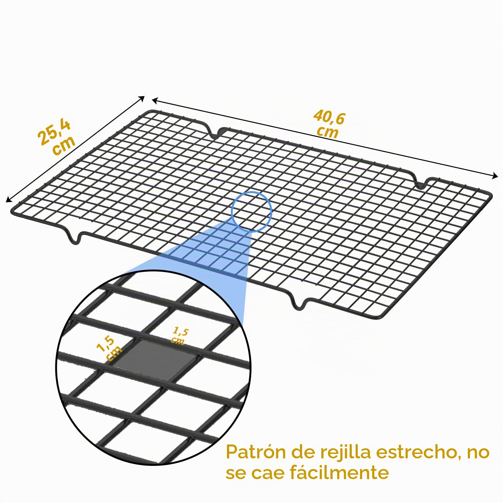 Tebery Paquete de 4 estantes de refrigeración para hornear, estante de alambre de acero al carbono para asar, cocinar y secar pasteles, pizzas, carne, apto para lavavajillas, 40,5 x 25,5 x 2 cm