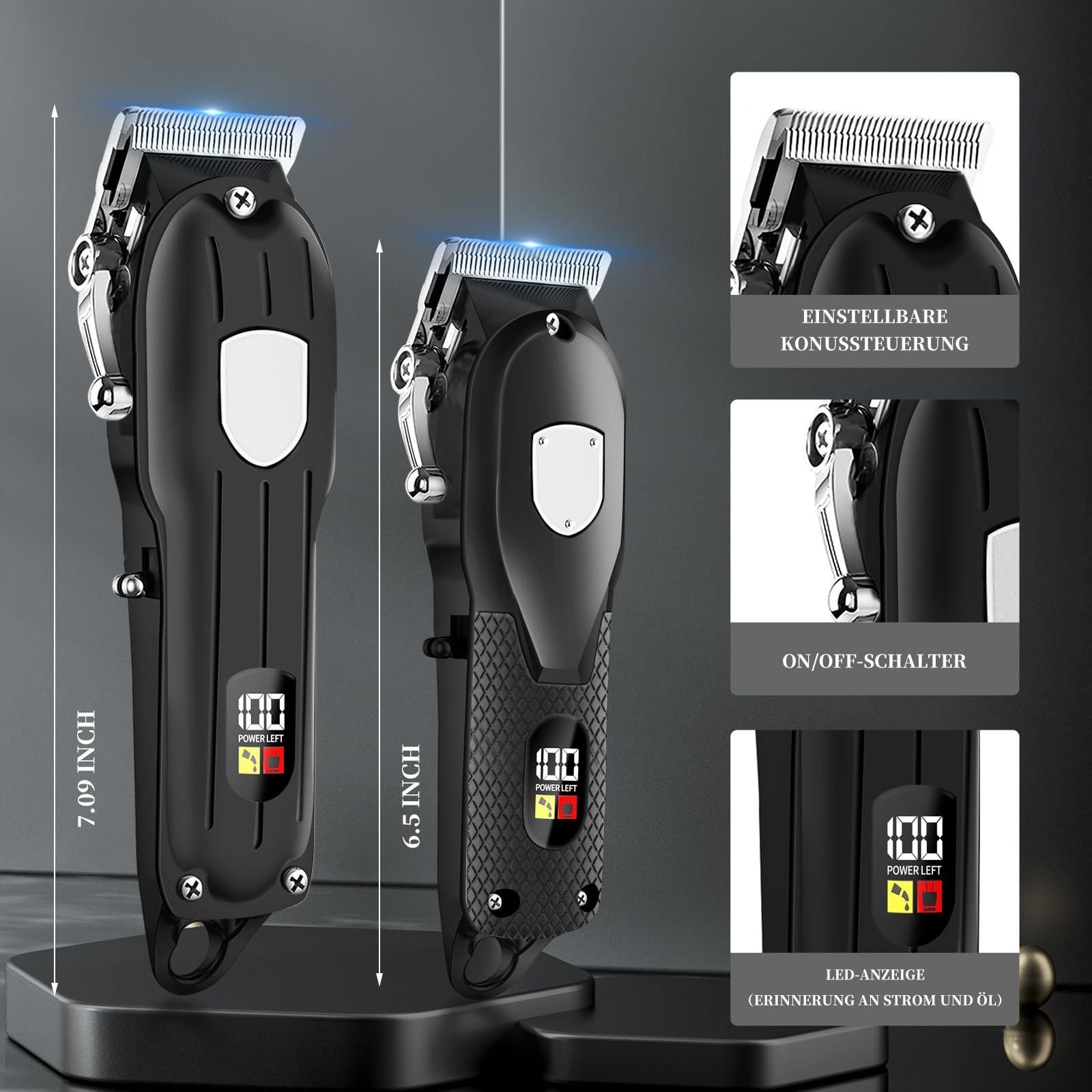 Haarschneidemaschine und Haartrimmer Herren Set, Professionelles Haarschneider Herren Wiederaufladbar, Multifunktionaler Trimmer für Haar Bart Barber Familie, Geschenke für Männer