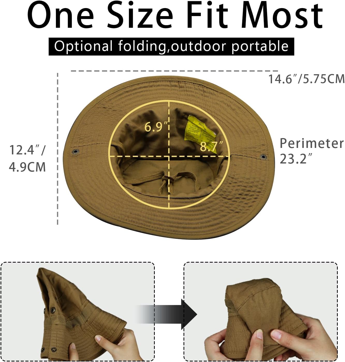 Camo Boonie Hat for Men Women, Military Tactical Wide Brim Bucket Hats, UPF50+ Jungle Sun Hats for Fishing Hunting Safari - Image 5