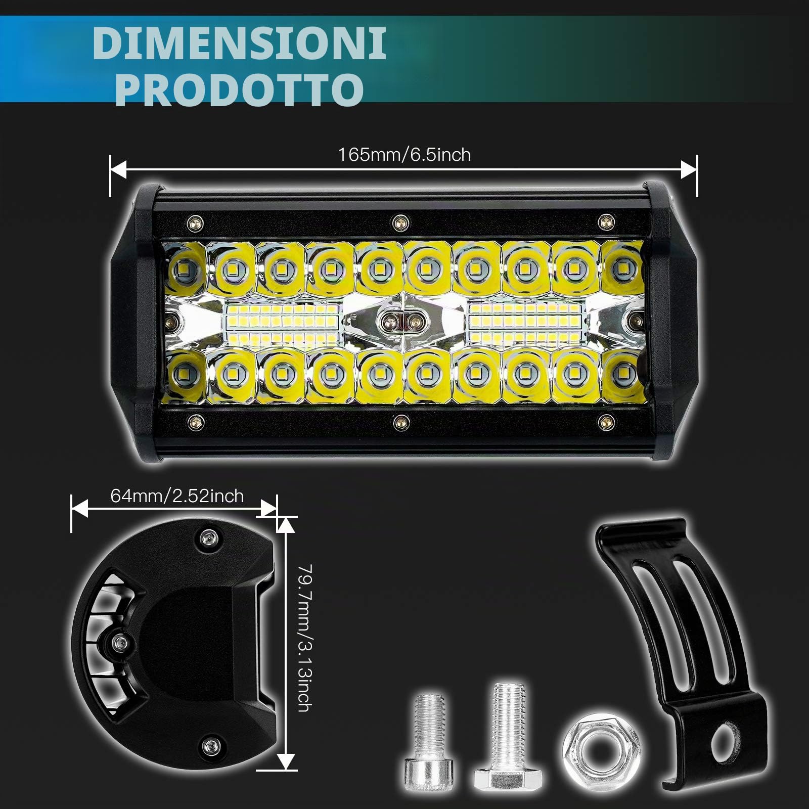 Faro da Lavoro, SUPAREE 7" 120w 21000lm Luci Off Road IP68 impermeabile 6000K Spot and Flood Luce di Profondità' a Led Luci di Lavoro Fuoristrada Quadrate a Led