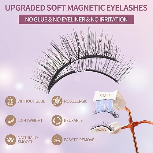 Miniatura 2 de Pestañas magnéticas sin delineador de ojos, pestañas de doble imán con aplicador, reutilizables 4D, no necesita delineador de ojos ni pegamento,