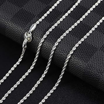 SUKKCCNO S925 Sterling Silver Chain Twisted Rope Chain 2mm can be Freely Matched with 925 Necklace Chain 16# 18# 20# 22# 24# 26# 28# 30#