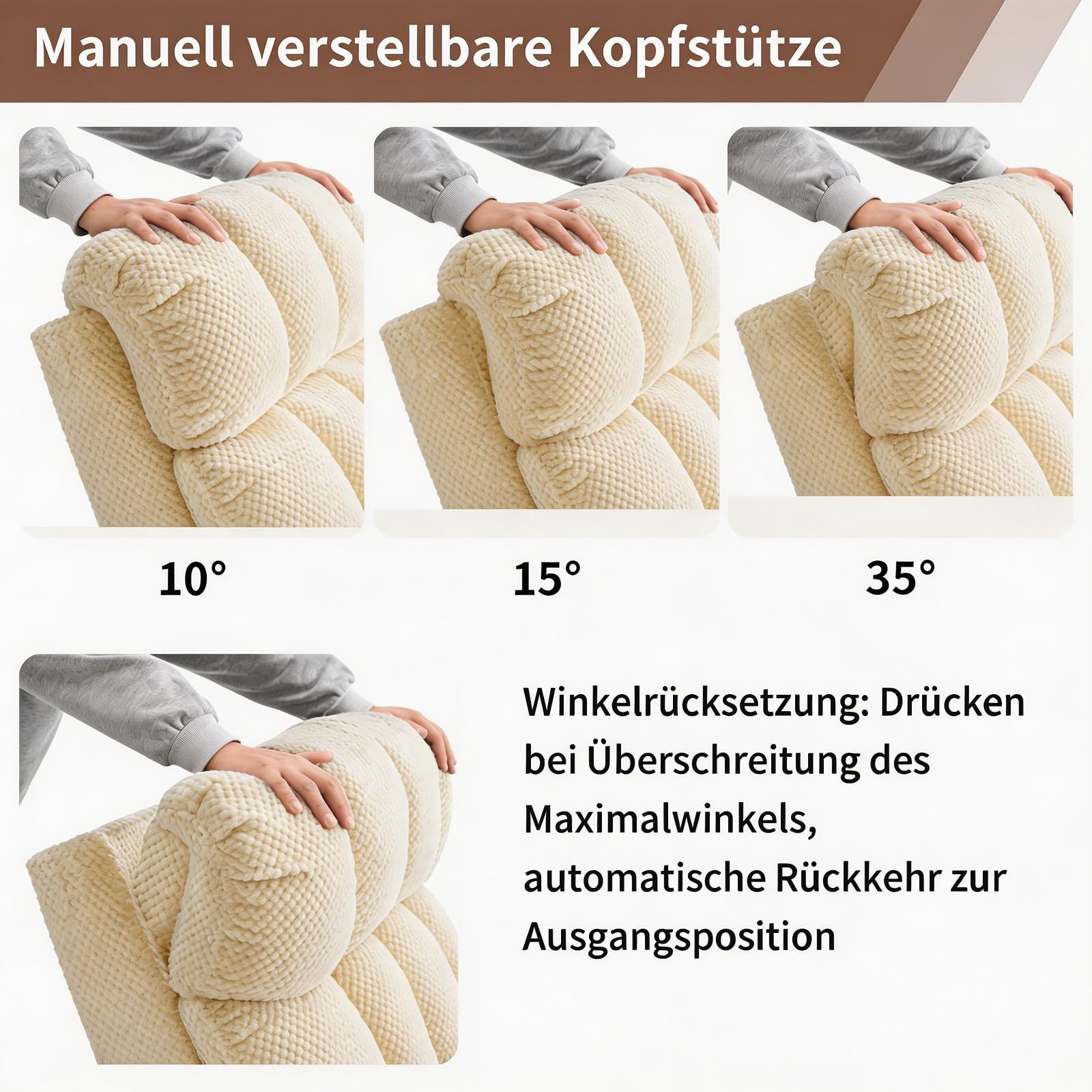 fernsehsessel elektrisch verstellbar，Zweimotoriger Antrieb relaxsessel mit Aufstehhilfe Sessel Wohnzimmer relaxsessel mit liegefunktion, multifunktionales Einzelsofa（Beige）