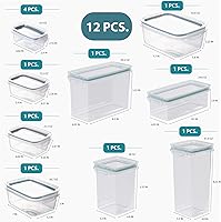 Vista 5 de Air Tight Sealable Hermetic Plastic Containers for Food and Cereal Storage. Perfect Lock Lids for Kitchen and Organization. Microwave/Freezer &