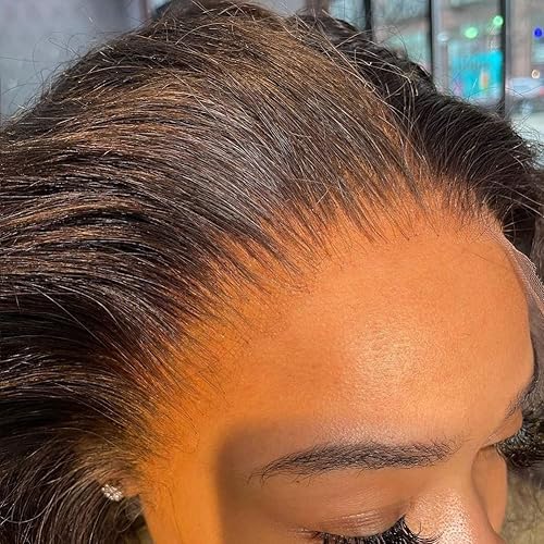 BEEOS Peluca de encaje frontal completo HD de 13 x 4, densidad del 250 %, 0.004 in, encaje invisible ultrafino, peluca de cabello humano ondulado,