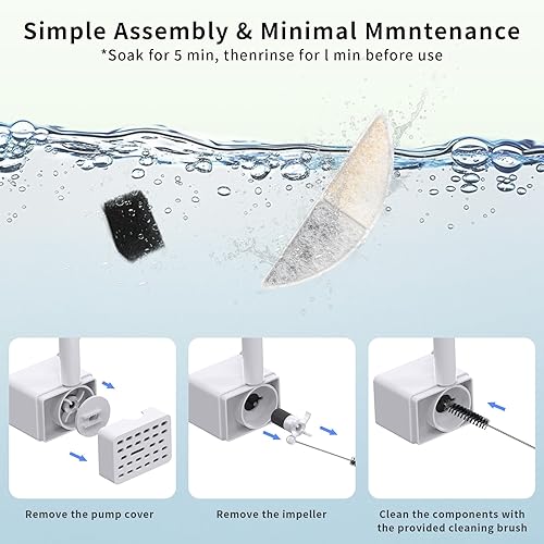 Miniatura 5 de Filtros para fuente de agua para gatos sin cable, juego de 4 meses de filtros de repuesto para fuente de agua ultra silenciosa para mascotas, color