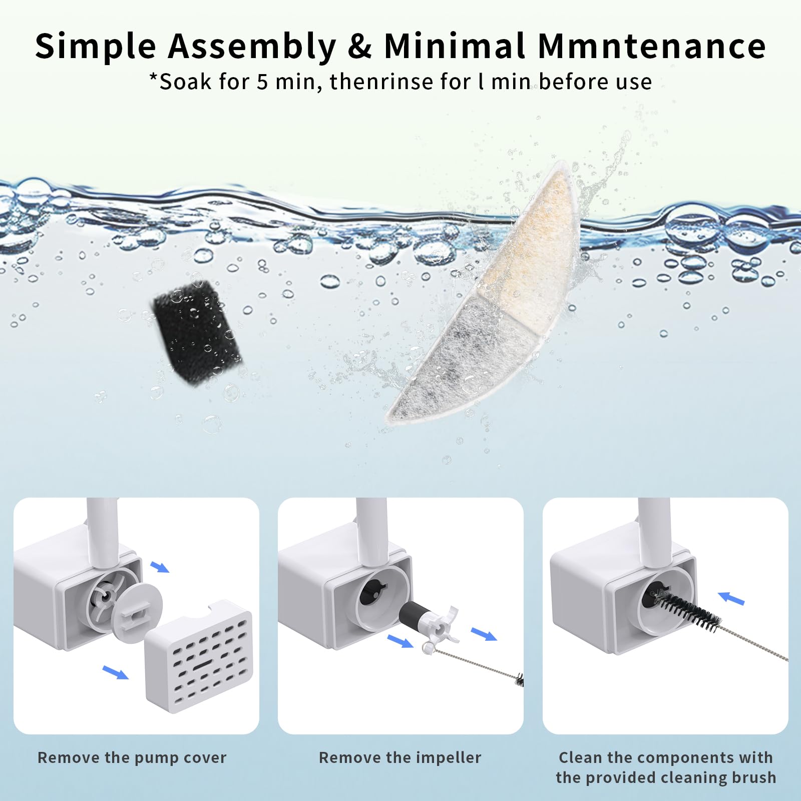 Filtros para fuente de agua para gatos inalámbrica, juego de filtros de repuesto para fuente de agua ultra silenciosa para mascotas, color blanco, 8 unidades (paquete de 1)