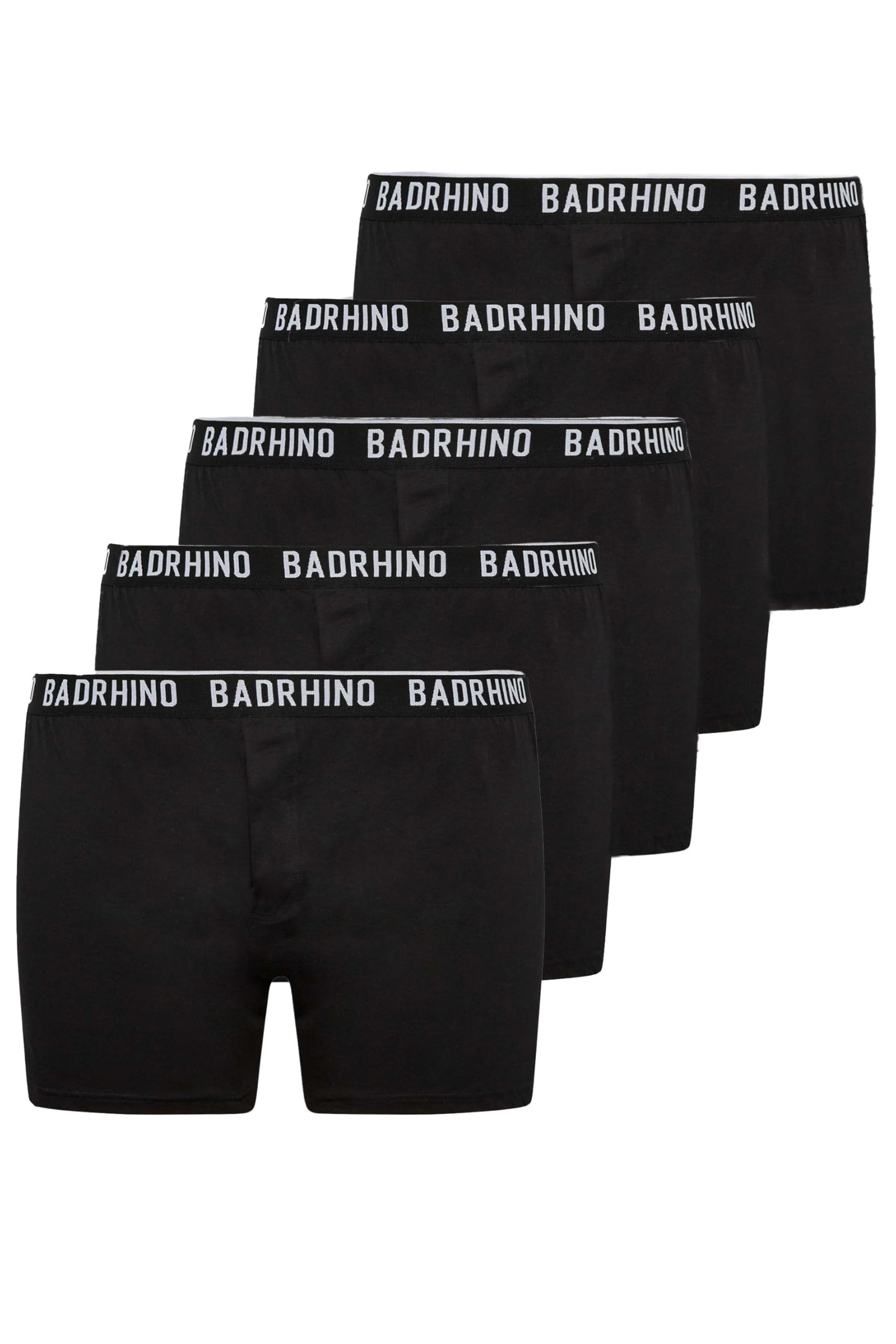 BadRhino Men's 5 Pack Loose Fit Boxers Black Cotton Size 5-6XL