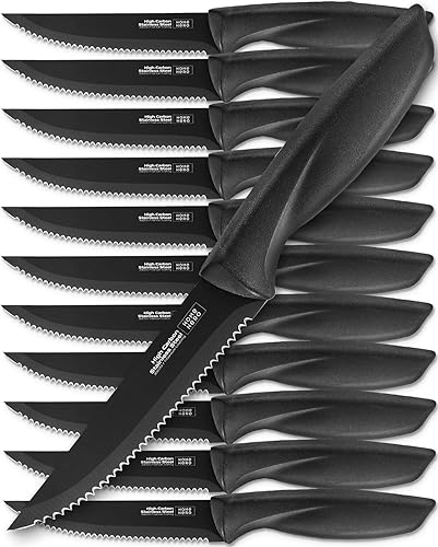 Vista 16 de Home Hero Cuchillos para carne, juego de cuchillos afilados para carne, juego de cuchillos para carne de acero inoxidable de alto carbono, cuchillos