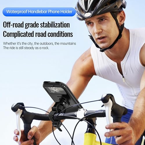 Miniatura 2 de Soporte de teléfono para bicicleta con rotación de 360, resistente al agua con cubierta para pantalla táctil y funda absorbente de golpes para