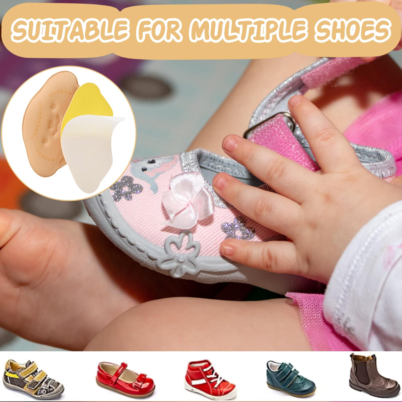 Taloneras para Zapatos de Niños, Set de 6 Unidades, Reduce el Tamaño de los Zapatos, Cómodas y Autoadhesivas, Ideal para un Ajuste Seguro y Confortable (6PCS)