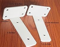 Vista 2 de Paquete de 4 soportes de estante en L ocultos blancos de 5 pulgadas (1/5 pulgadas de grosor), soporte de estante de metal, soporte de estante