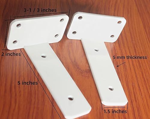 Miniatura 2 de Paquete de 4 soportes de estante en L ocultos blancos de 5 pulgadas (1/5 pulgadas de grosor), soporte de estante de metal, soporte de estante