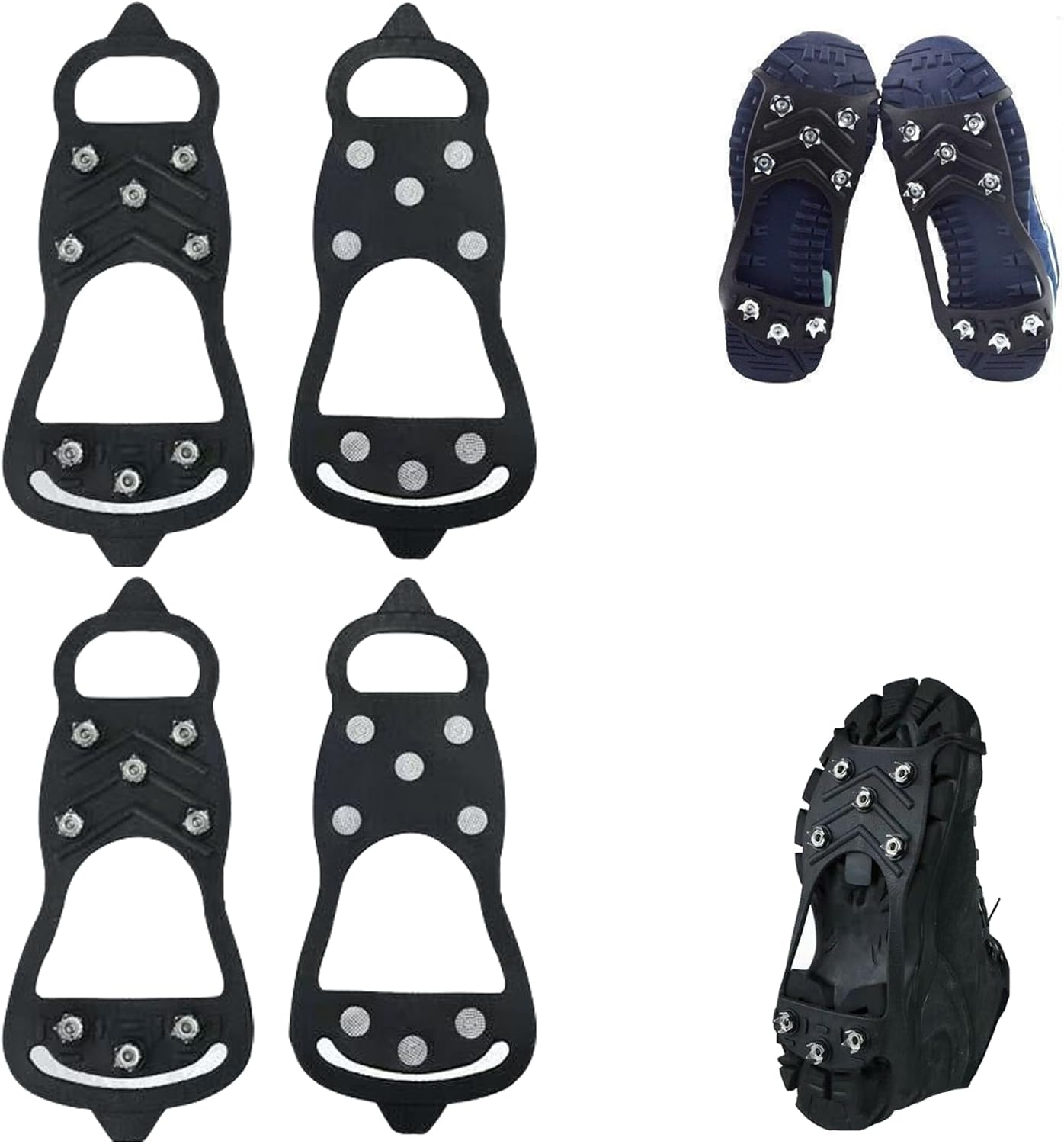 Non-Slip Spikes 2 Pairs Spikes for Shoes with 8 Stud Crampons Shoe Ice Cleats Snow Traction for Walking, Running on Ice & Snow Grips M for Shoes