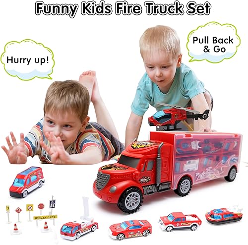 Miniatura 3 de Juguetes para niños de 3 a 4 años, juego de transporte de camiones grandes con 12 vehículos fundidos a presión, camiones, juguetes, autos, regalos