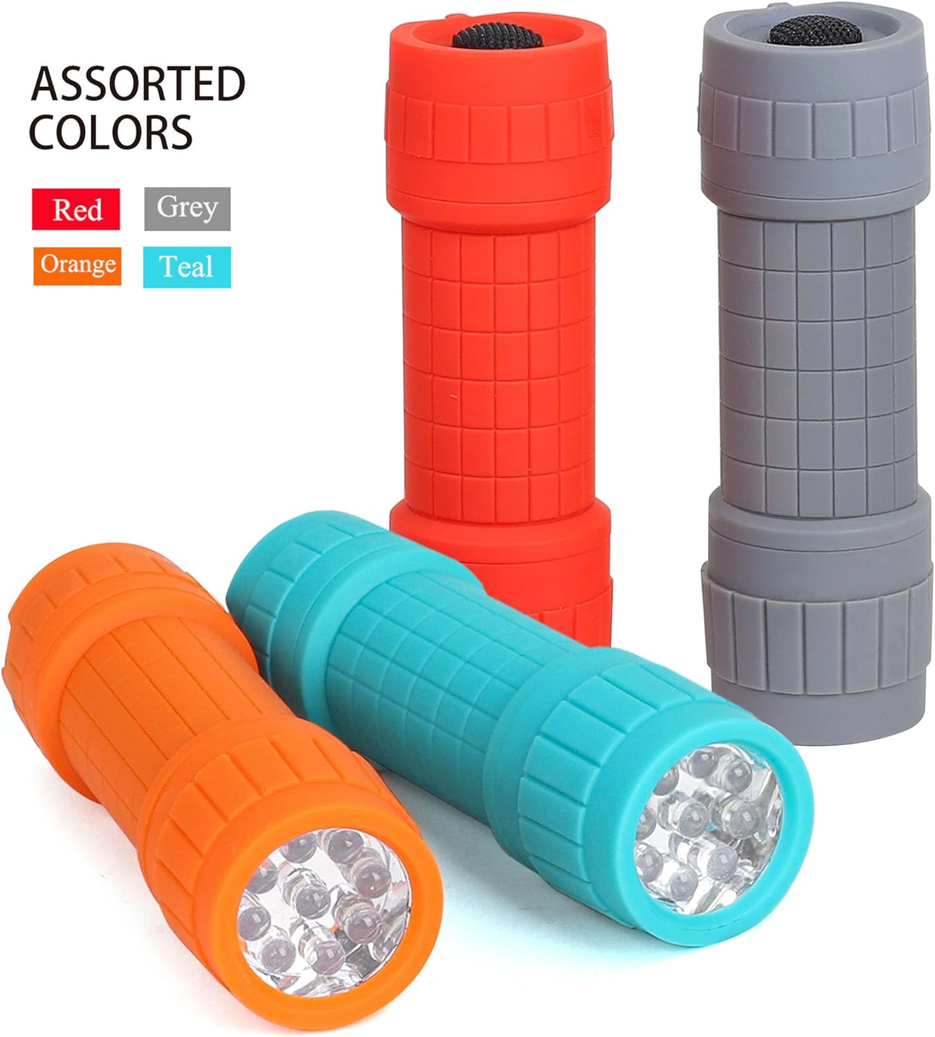FASTPRO 4-Pack 9-LED Mini Flashlight Set, AAA Batteries are Included and Pre-Installed, Perfect for Class Teaching, Camping, Wedding Favor