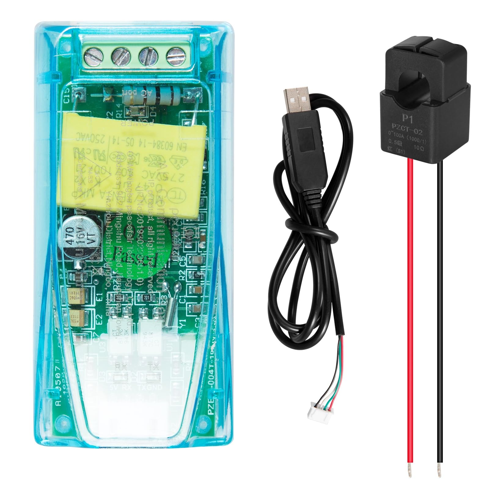 DEWIN Electric Monitoring Test Module, PZEM-004T AC 80-260V 100A Digital Multifunction Meter Watt Power Current Test Module for TTL (With Open-closed CT and Cable)