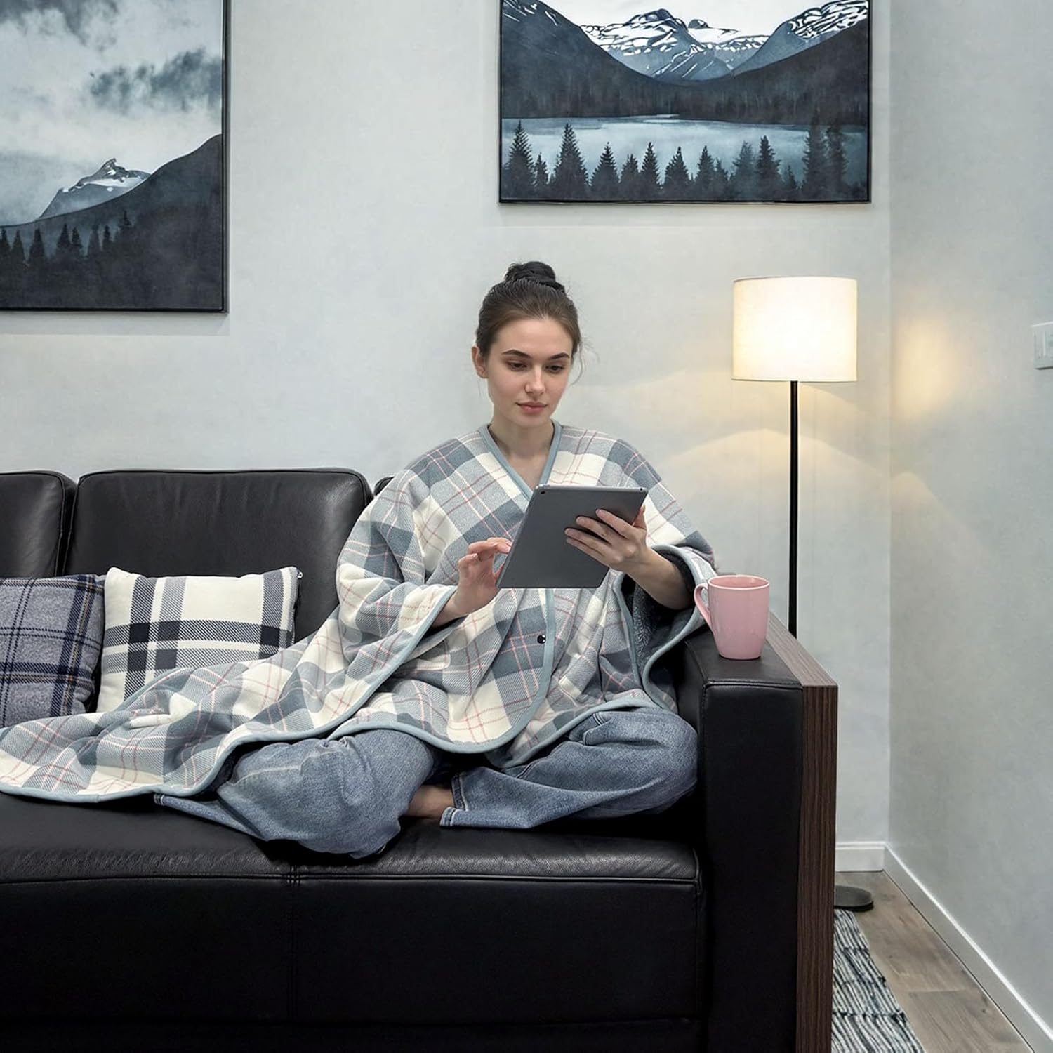 forestfish Wearable Blanket Poncho With Pockets And Buttons, Flannel Shawl Wrap Blanket For Women Soft And Warm - Image 5