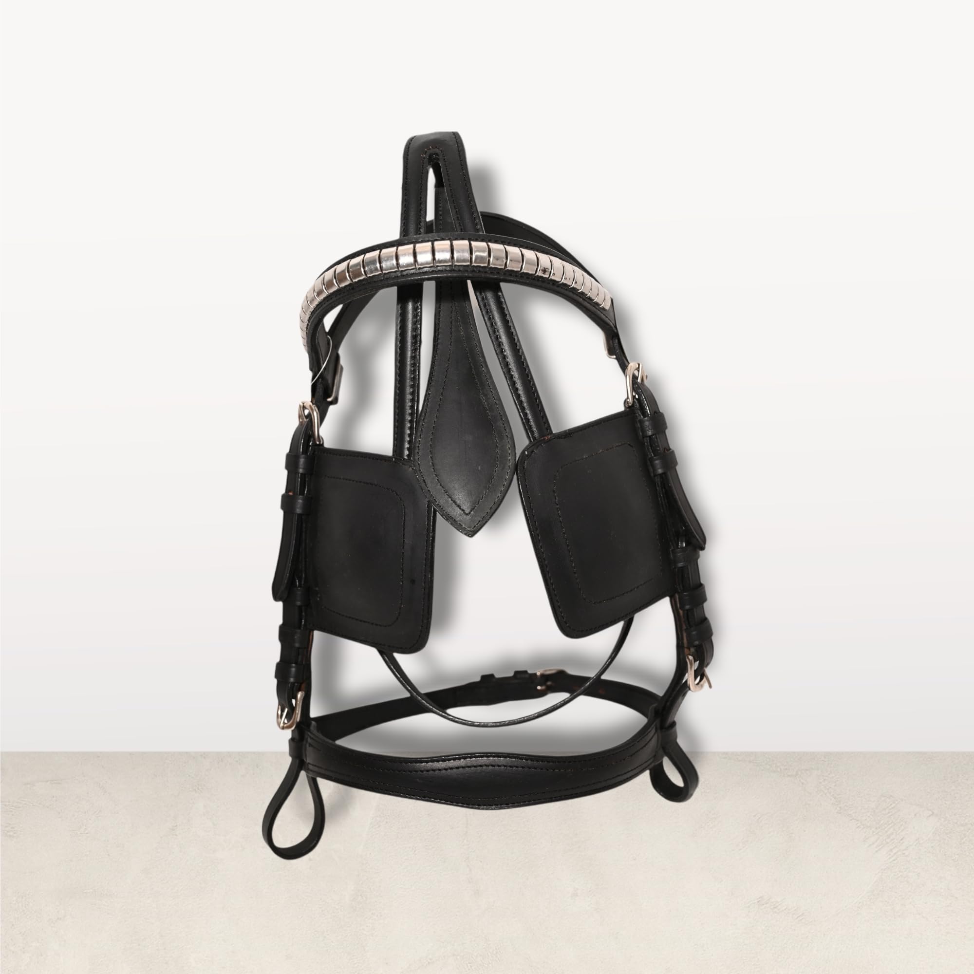 Miniature Leather Driving Cart Harness Bridle Black Chrome (MINI SHETLAND)